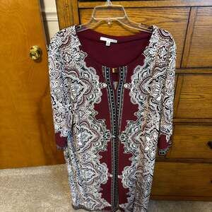 Studio One New York Burgundy Paisley Print Sheath Dress Size 3X